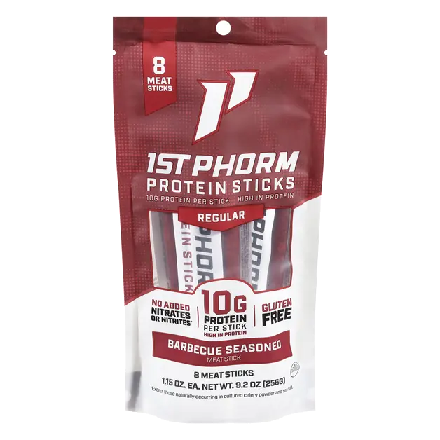 1st Phorm Barbecue Seasoned Regular Protein Sticks 8 - 1.15 oz Sticks
