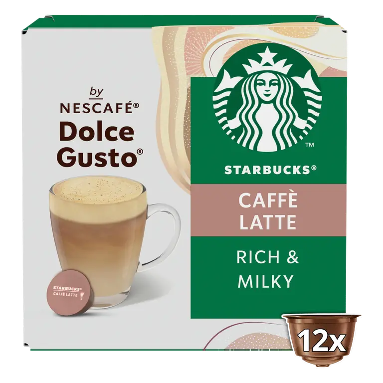 Starbucks® Caffe Latte By Nescafé Dolce Gusto, Coffee Pods x12 (12 Servings)