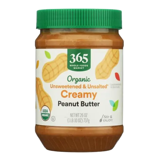 Organic Creamy Unsweetened and No Salt Peanut Butter, 26 OZ