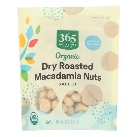 Organic Dry Roasted Salted Macadamia Nuts, 8 OZ