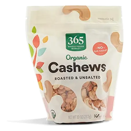 Organic Roasted Unsalted Cashews, 10 OZ