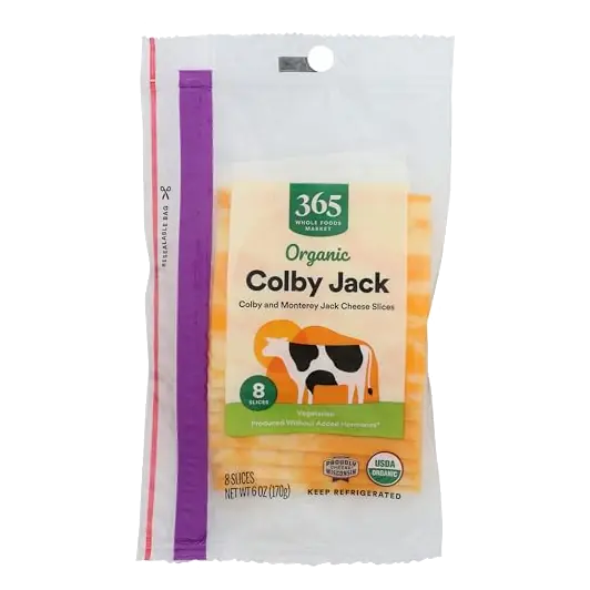 Organic Sliced Colby Jack Cheese, 6 OZ