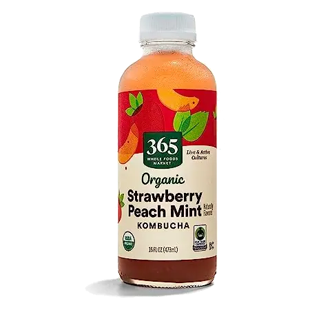 Organic Strawberry Peach Mint Kombucha, 16 FZ