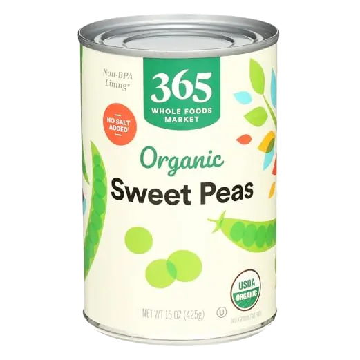 Organic Sweet Peas No Salt Added, 15 OZ