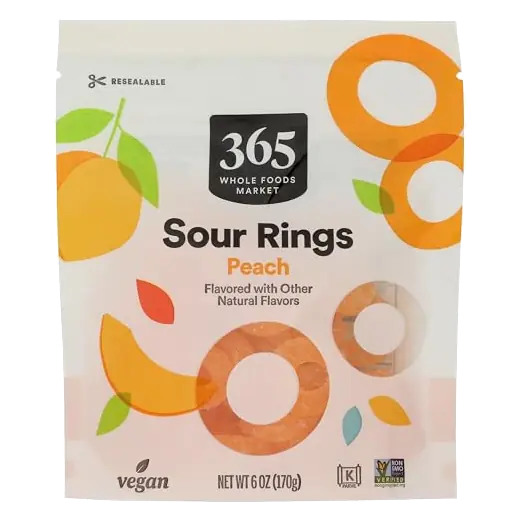 Peach Gummy Rings, 6 OZ