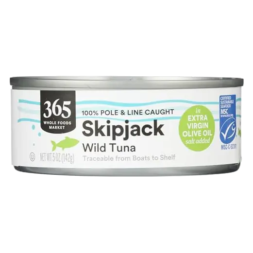 Skipjack Tuna in Extra Virgin Olive Oil Salt Added, 5 OZ