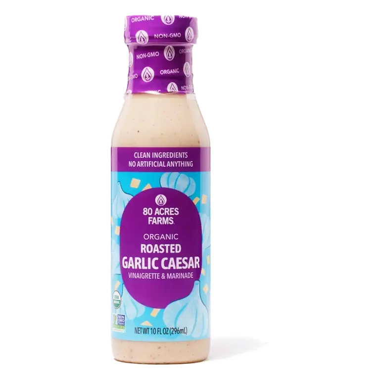 80 Acres Farms Organic Roasted Garlic Caesar Vinaigrette Salad Dressing, 10oz