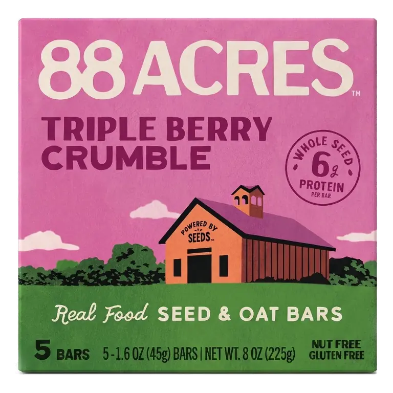 88 Acre Triple Berry Seed & Oat Granola Bars - 6g Protein - 8oz/5ct