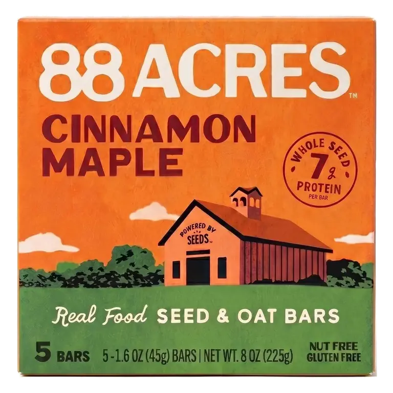 88 Acres Cinnamon Maple Seed & Oat Granola Bars - 7g Protein - 8oz/5ct