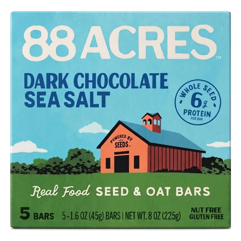 88 Acres Dark Chocolate Sea Salt Seed & Oat Granola Bars - 6g Protein - 8oz/5ct