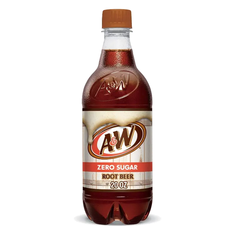 A&W Root Beer Zero Sugar Soda, 20 fl oz Bottle