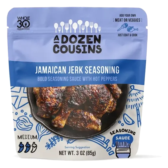 A Dozen Cousins Jamaican Jerk Marinade, 3oz: Medium Spice, No Added Sugar, Paleo