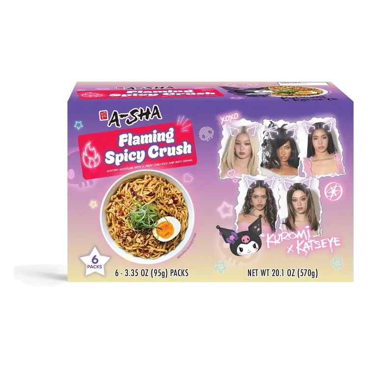 A-Sha Kuromi x Katseye Flaming Spicy Crush Noodles, 6pk