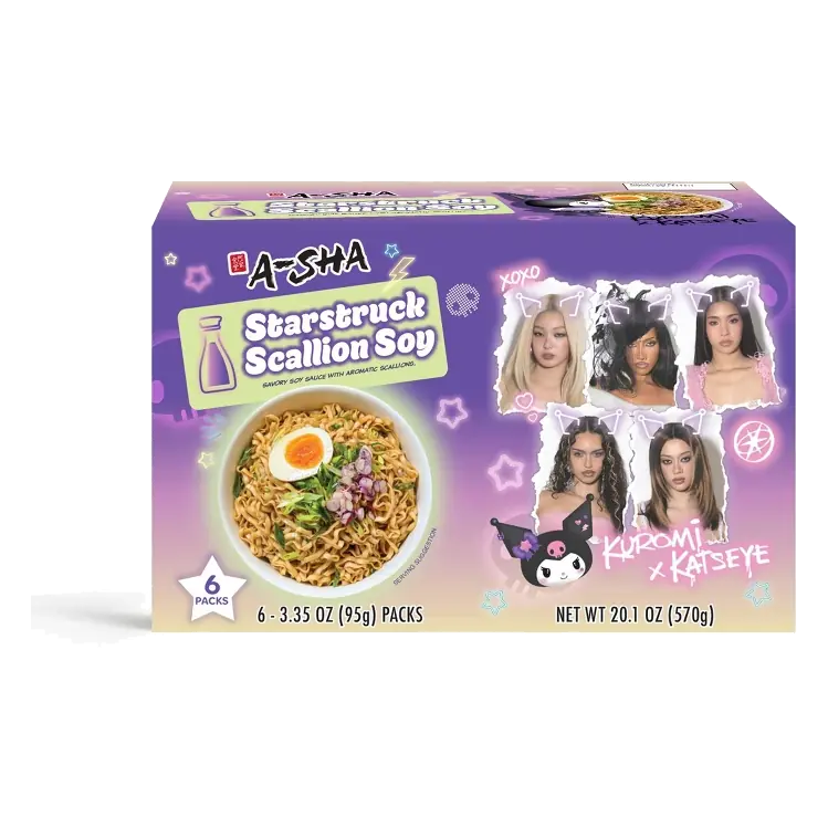 A-Sha Kuromi x Katseye Starstuck Scallion Soy Noodles, 6pk