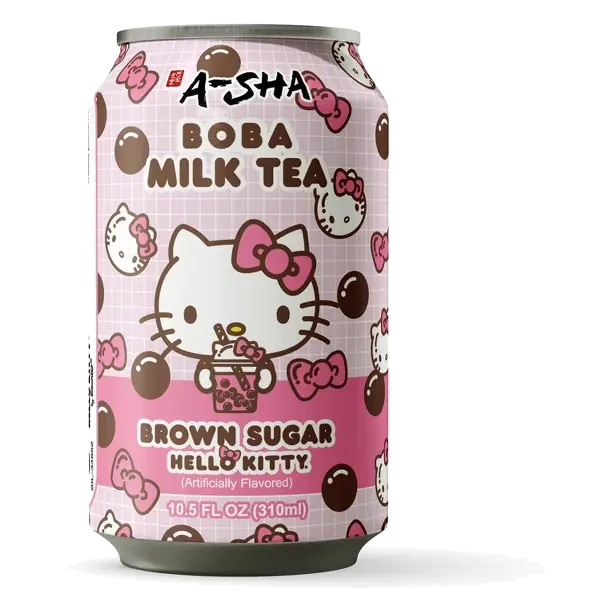 A-Sha Foods USA Hello Kitty Brown Sugar Boba Milk Tea, 10.5 fl oz