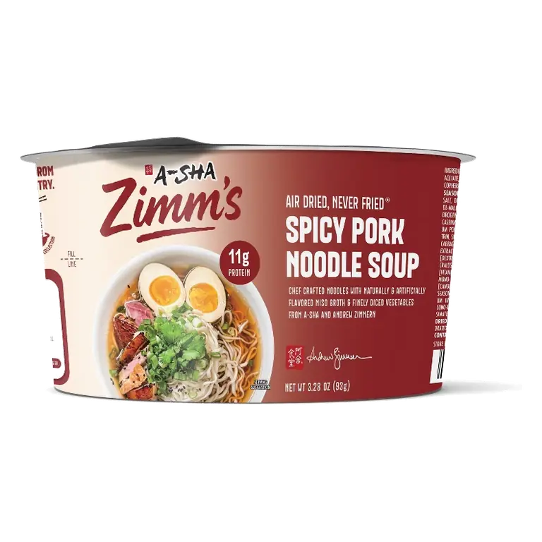 A-Sha Foods USA Zimm's Spicy Pork Noodle Soup, 3.28oz