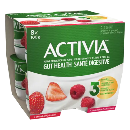 2.2% Yogurt With Probiotics Strawberry Raspberry 8 x 100 g