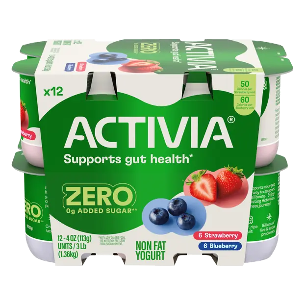 60 Calories Non Fat Strawberry/Blueberry Probiotic Yogurt Cup 12ct