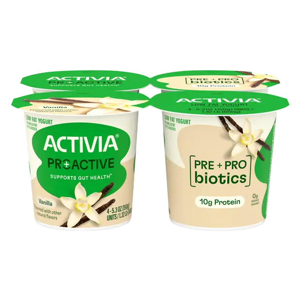 Proactive Low Fat Vanilla Probiotic Yogurt Cups - 4 ct