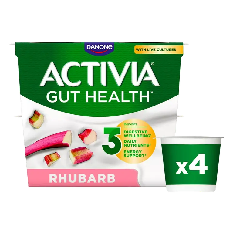 Rhubarb Gut Health Fruit Yoghurt Multipack 4 x 115g