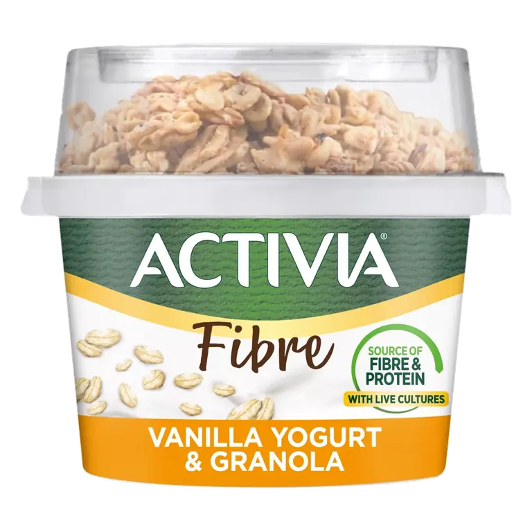 Activia Vanilla & Granola Low Fat Gut Health Yoghurt Breakfast Pot with Spoon 165g