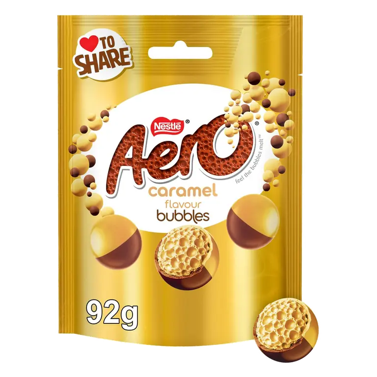 Aero Bubbles 92g Caramel Flavour Chocolate Sharing Bag