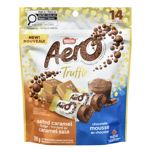 Nestlé Aero Milk Chocolate Truffles Salted Caramel Fudge & Chocolate Mousse Pouch 119 g