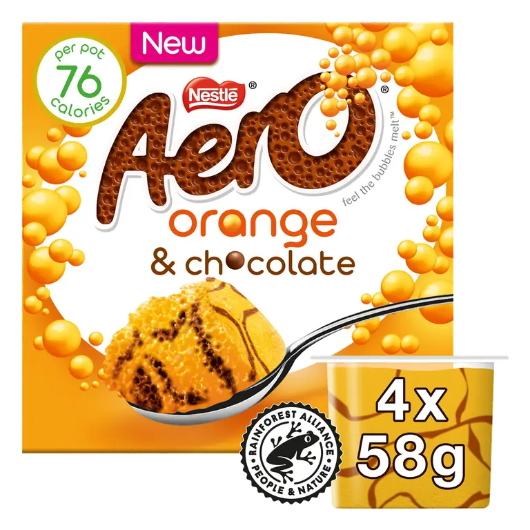 Aero Orange & Chocolate Bubbly Mousse 4 x 58g (232g)