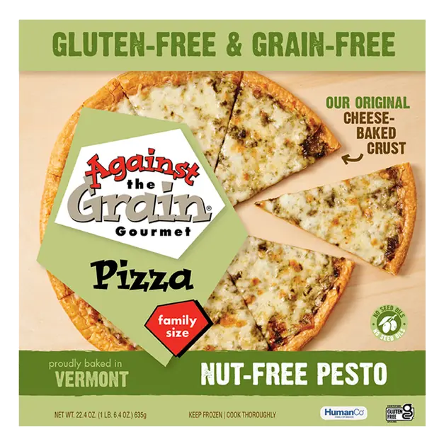 Nut-Free Pesto Cheese-Baked Crust Pizza