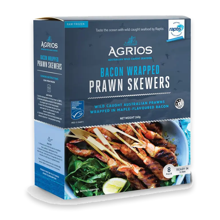 Bacon Wrapped Prawn Skewers