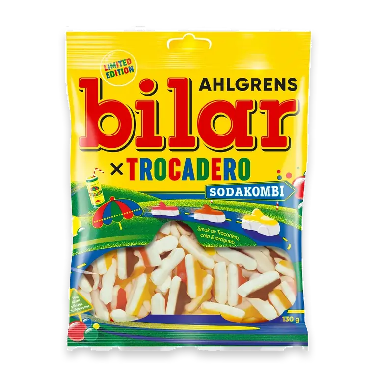 Godispåse Bilar Sodakombi x Trocadero 130g Cloetta