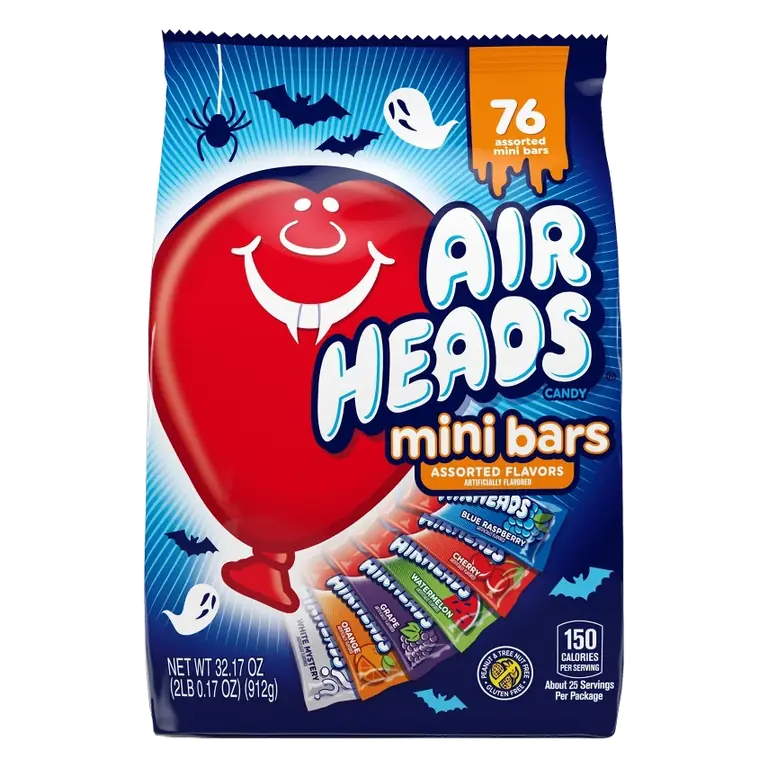 Airheads Mini Bars Halloween Stand Up Bag Chewy Candy, 32.16oz/76ct
