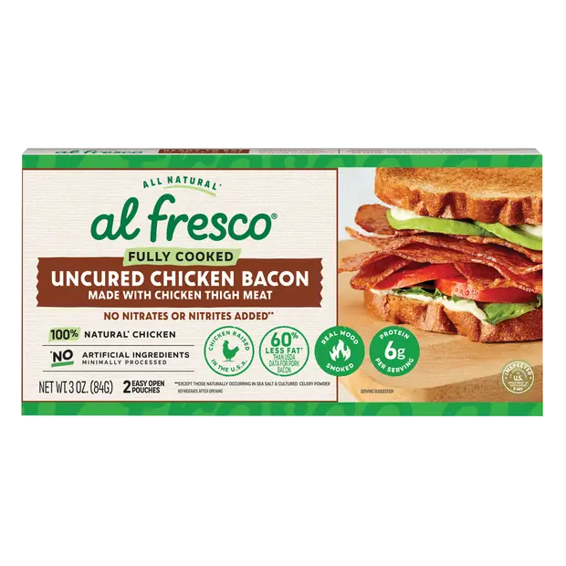 All Natural Fully Cooked Uncured Chicken Bacon Slices