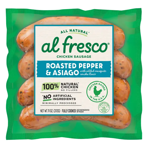 All Natural Roasted Pepper & Asiago Chicken Sausage - 4 ct