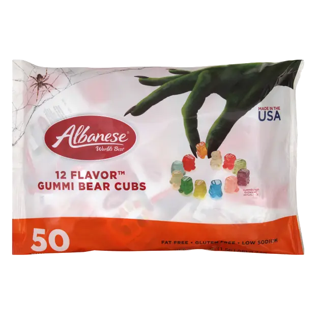 Gluten Free 12 Flavor Gummi Bear Cubs Halloween Candy - 50 ct