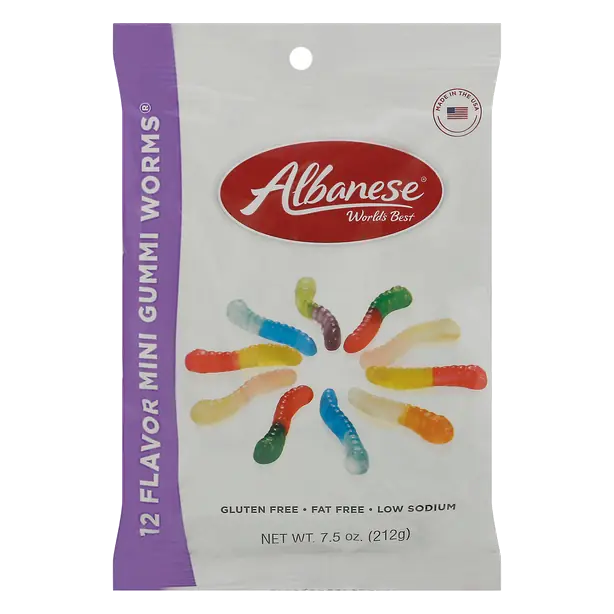 Gluten Free 12 Flavor Mini Gummi Worms Candy