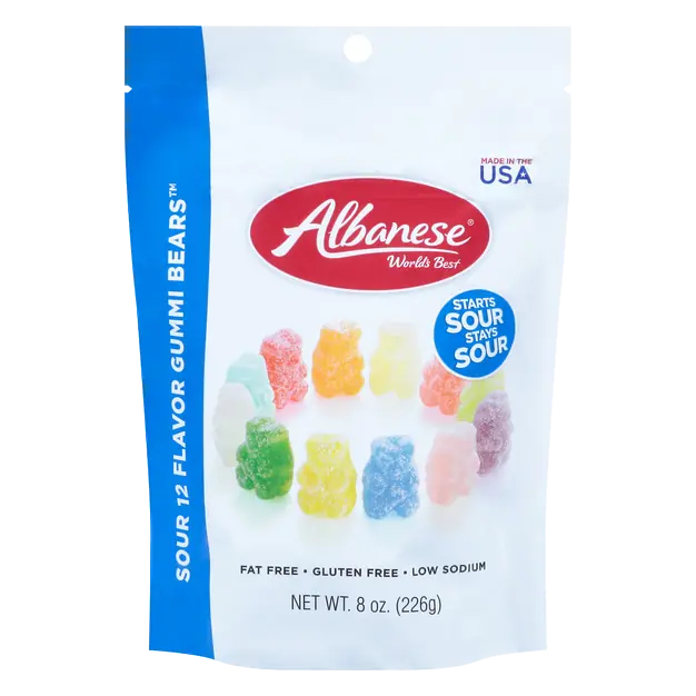 Gluten Free Sour 12 Flavor Gummi Bears Candy