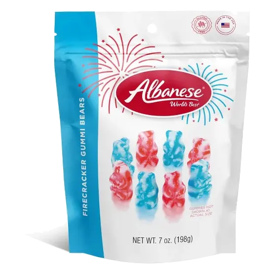 Albanese World's Best Red, White & Blue Firecracker Gummi Bears Candy, 7oz