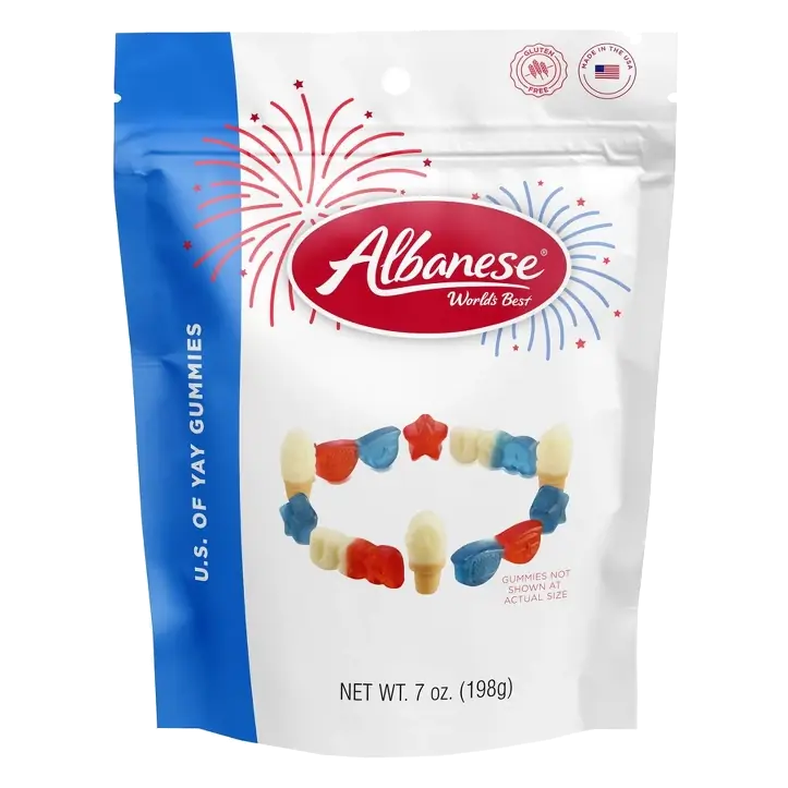 Albanese World's Best Red, White & Blue YAY Gummy Candy, 7oz