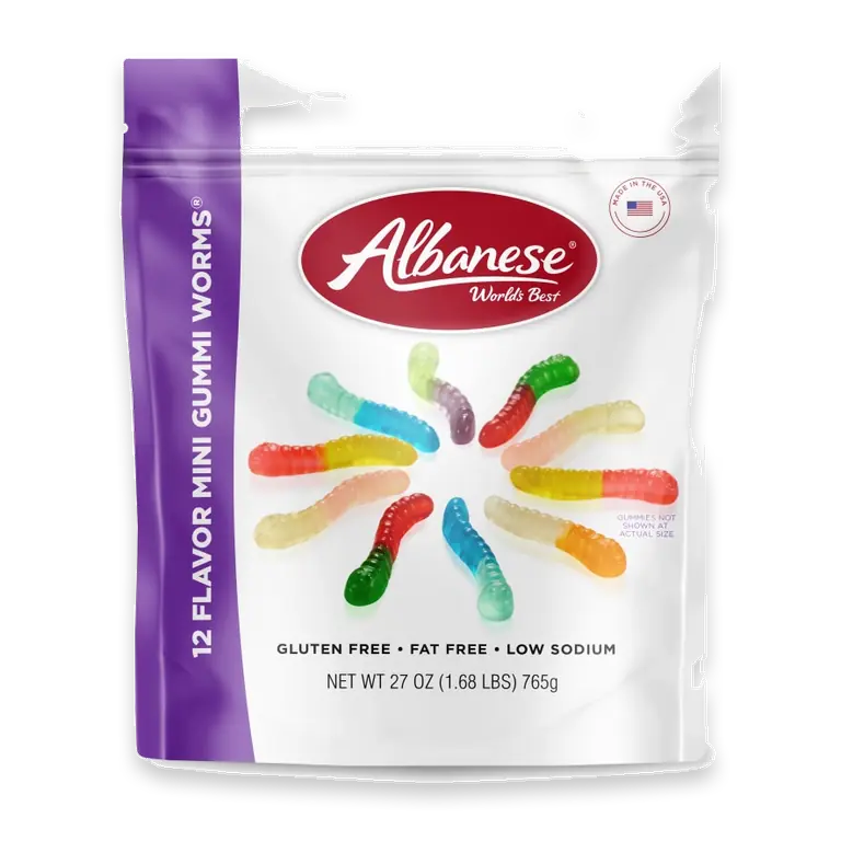 World's Best 12 Flavor Mini Gummi Worms Share Size