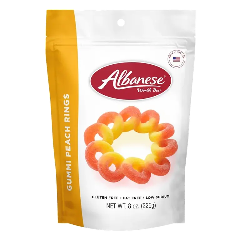 Albanese Worlds Best Candy Gummi Peach Rings, 8oz
