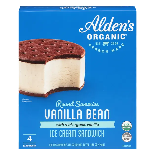 Round Sammies Vanilla Bean Ice Cream Sandwiches - 4 ct