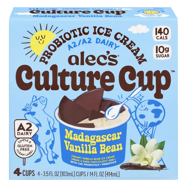Culture Cup Madagascar Vanilla Bean Probiotic Ice Cream - 4 ct