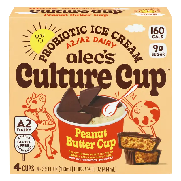 Culture Cup Peanut Butter Cup Probiotic Ice Cream - 4 ct