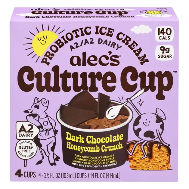 Culture Cup Probiotic Dark Chocolate Honeycomb Crunch Ice Cream