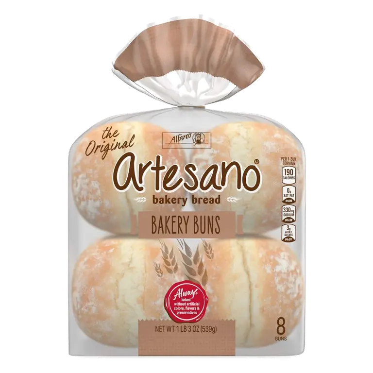 Alfaro's Artesano Bakery Buns, 19oz/8ct: No High Fructose Corn Syrup, No Artificial Flavor
