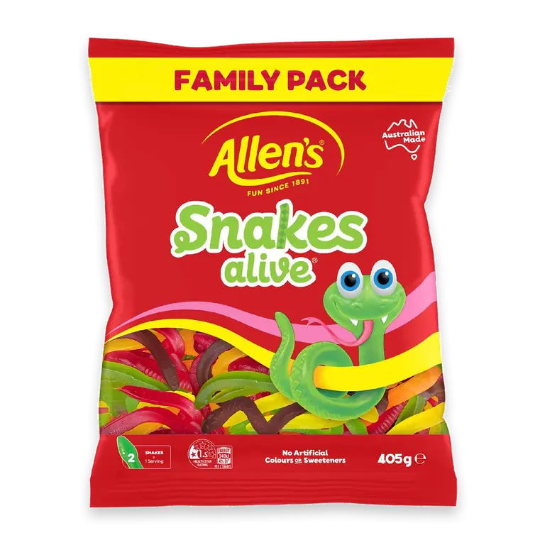 Snakes Alive Lollies Family Size Bag