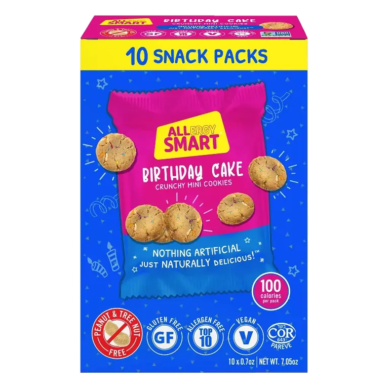 ALLERGY SMART Gluten Free Birthday Cake Mini Cookies Family Pack, 7.05oz/10ct