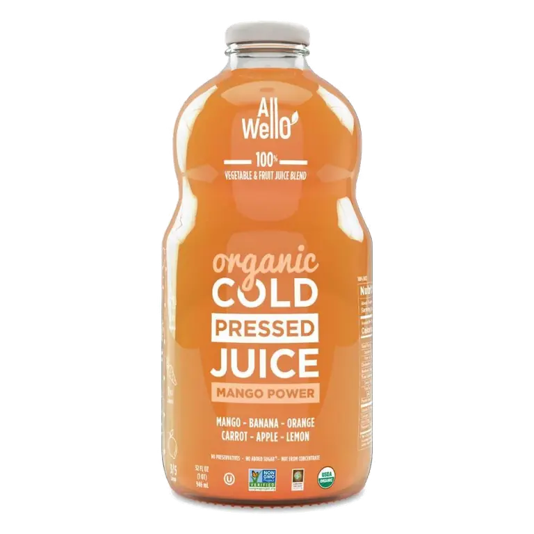 Allwello Mango Power Organic Cold Pressed Juice, 32 fl oz