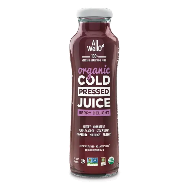 Allwello Organic Berry Delight Cold-Pressed Juice, 11.1 fl oz